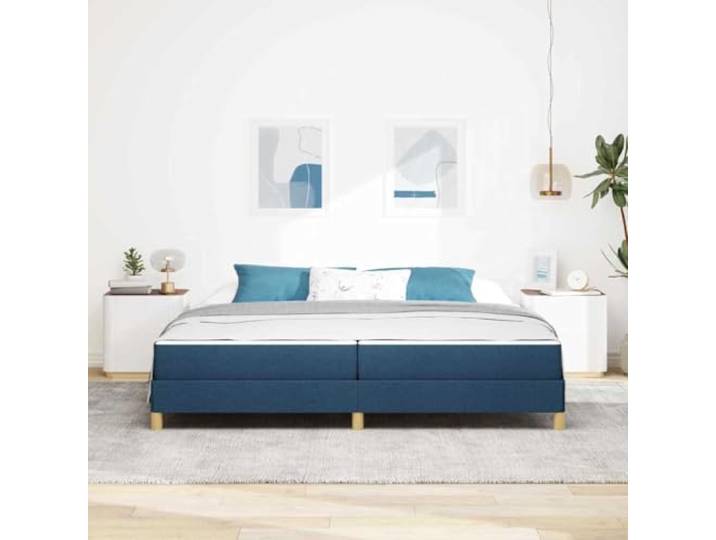 KTHLBRH Boxspringbett mit blauer Matratze 200 x 200 cm Stoffbezug aus technischem Holz, modernes Design, für Schlafzimmer