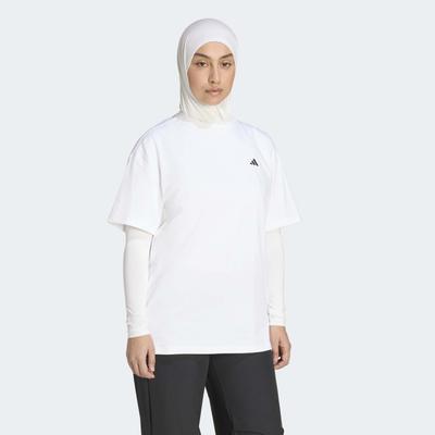 T-Shirt ADIDAS PERFORMANCE "PRIMELIFT ESSENTIALS WORKOUT OVERSIZED", Damen, Gr. L, weiß, Obermaterial: 74% Baumwolle, 26% Polyester, Rundhals, Shirts T-Shirt