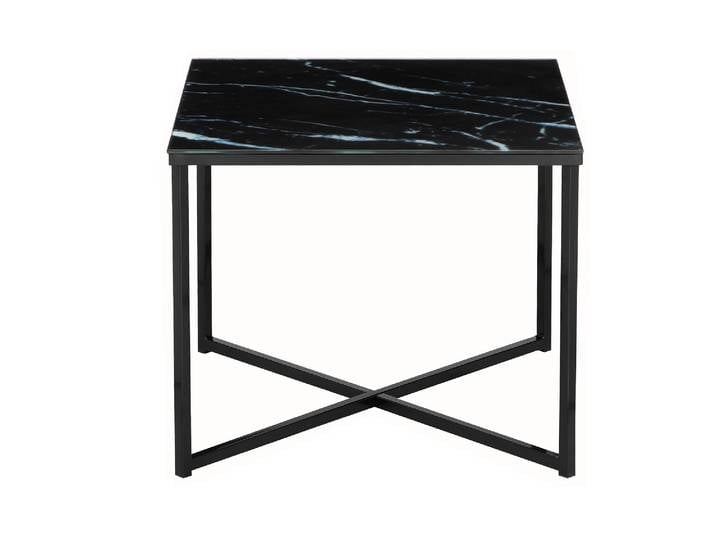 TPFLiving Beistelltisch Glassico Foliert in Marmoroptik - Schwarz