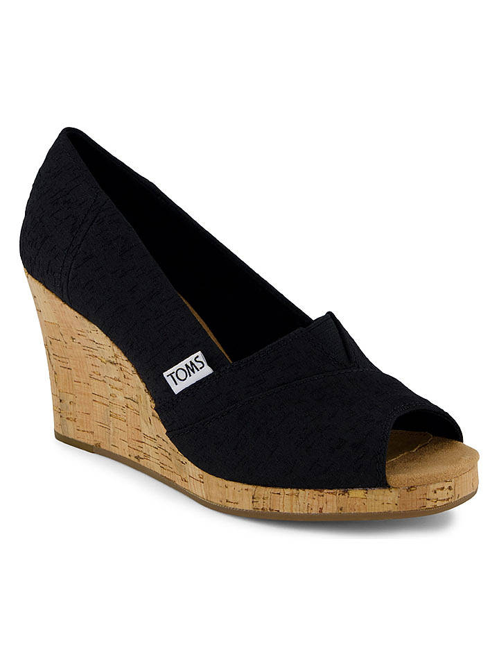 TOMS Keilpeeptoes in Schwarz - 37,5