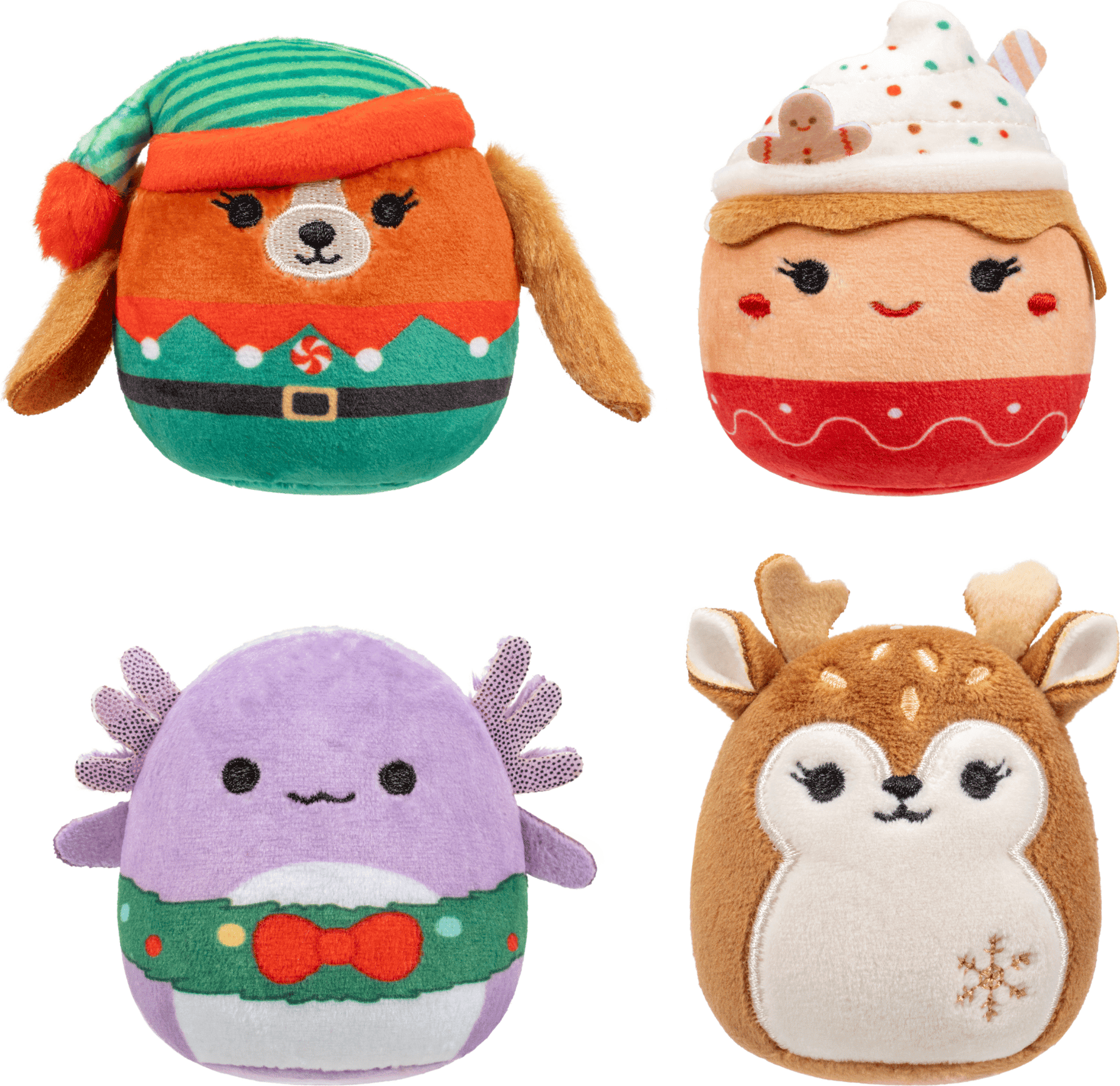 Squishmallows Micromallows Holiday Stocking with 4 Plush Toys, Festive Christmas Toy Set for Kids, Jazwares
