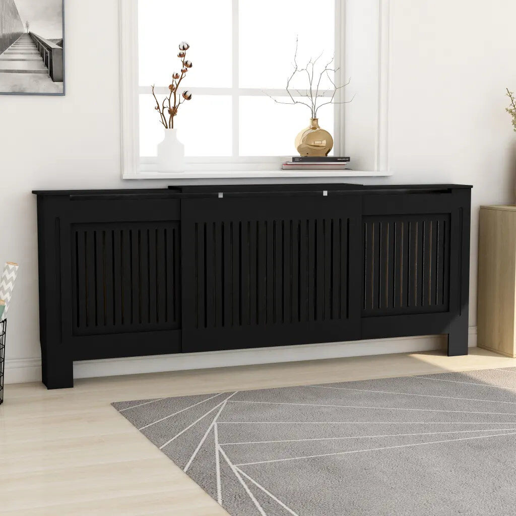 Belfry Heating Bedelia Adjustable Radiator Cover Black 81.5cm H X 141cm W X 20.5cm D