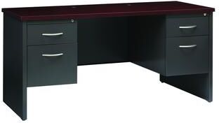 Hirsh 24D x 60W Double Pedestal Office Desk Credenza, Charcoal / Mahogany