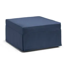 Dmora Klappbett Ancilla, Puff umwandelbar in Einzelbett, 100% Made in Italy, Sitzpuff aus Stoff fürs Wohnzimmer, Cm 80x80h45, Blau