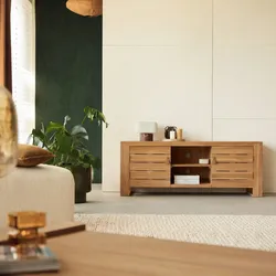 TV Schrank aus massivem Teakholz Minimalys 155 cm