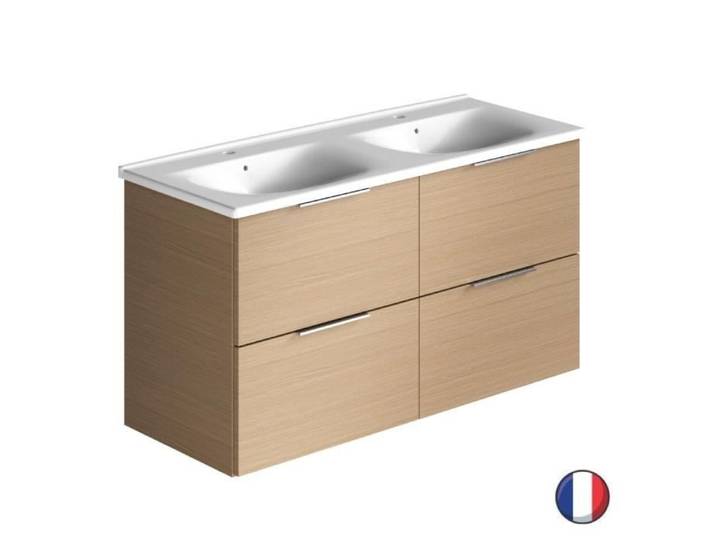 Meuble double vasque 120 cm BURGBAD Olena chêne clair