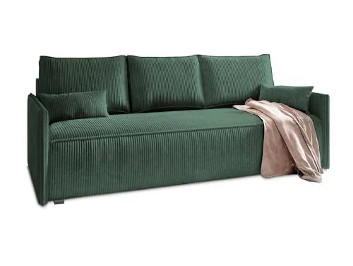 Masseno Sofa MESTOR mit Schlaffunktion, Sofa mit Bettkasten, Wohnzimmersofa, Couch, Soffa, Bettsofa, Couchgarnitur- Grün, POSO 14