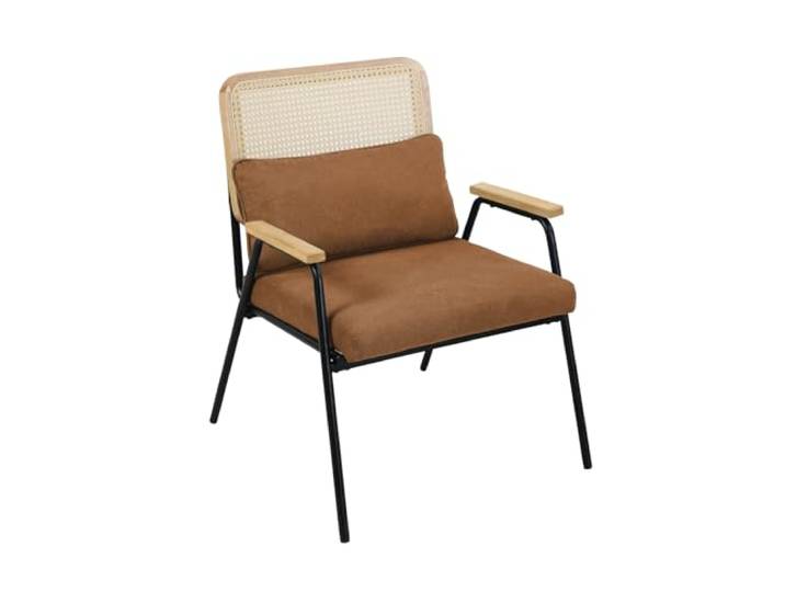 SVITA THEA Loungesessel Rattansessel Retrosessel Rattan Holz Indoor Vintage skandinavisch modern Wohnzimmer Lesezimmer Wartezimmer Braun