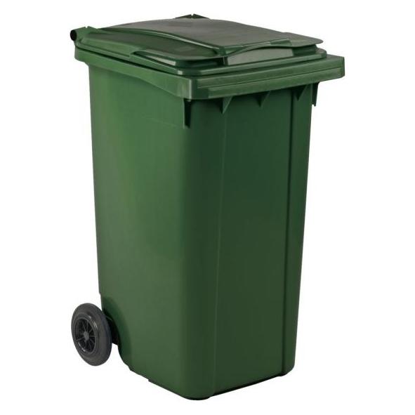 ESE Mülltonne Kunststoff 240 L grün mit Klappdeckel und Rollen, widerstandsfähig (240 l) (ESE-176399)