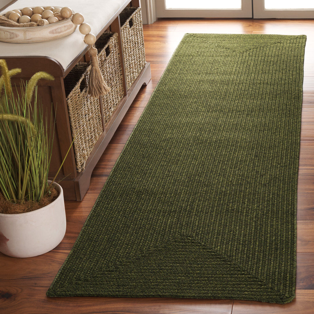 17 Stories Lakehurst Solid Green Indoor/Outdoor Rug Green Runner 69 x 244 cm
