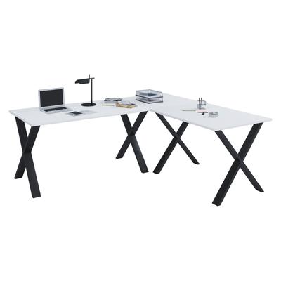 Schreibtisch VCM "X Schreibtisch Eckschreibtisch L Form 130x130x50", weiß (schwarz, weiß), B:130cm T:130cm, Tische, Schreibtisch