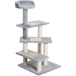 PawHut Katzenkratzbaum Treppe 5 Schichten Beige Grau 48 x 48 x 99,5 cm (LxBxH)