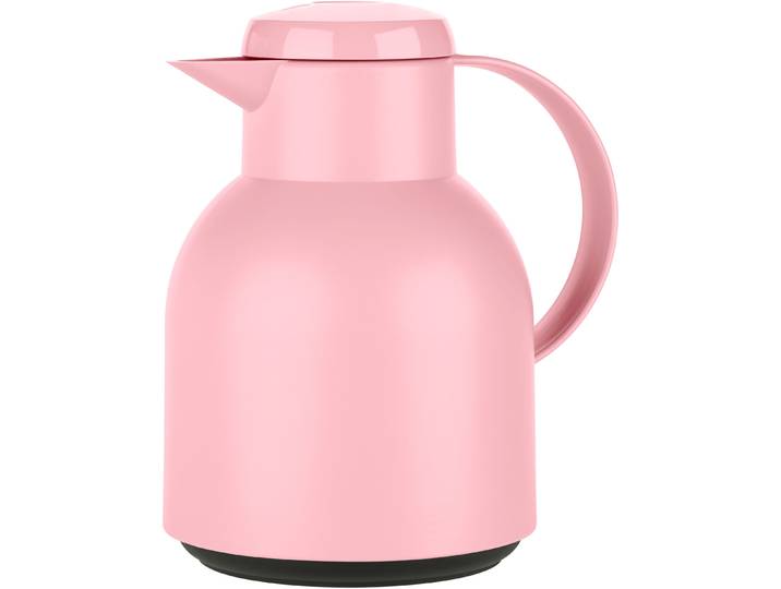 Isolierkanne EMSA Samba , rosa (rosa, puderfarben), B:14,5cm H:21,7cm, Glas, Kunststoff, Kannen, Isolierkanne, zeitloses Design, einfacher Knopfdruck, 24h kalt, 12h warm