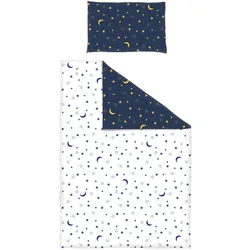 BORNINO HOME Bettwäsche Mond und Sterne 40x60 / 100x135 cm, weiss