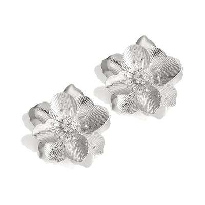 Paar Ohrstecker ADELIA´S "LIVAYA Blumen - Ohrringe Ohrstecker aus Eisen mit Strass", Damen, Gr. Damen, silber (silberfarben), Ohrringe