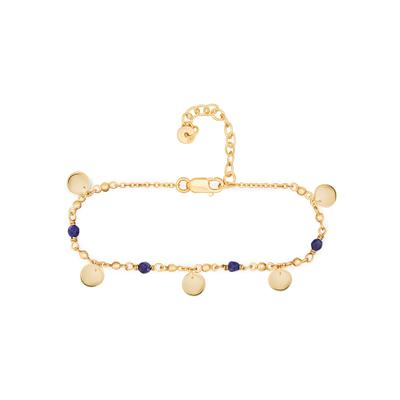 Armband CAÏ "925 Silber vergoldet Lapislazuli Plättchen", gelb, Armbänder, Damen, 15+4cm, Silber 925 (Sterlingsilber), glänzend, Armband