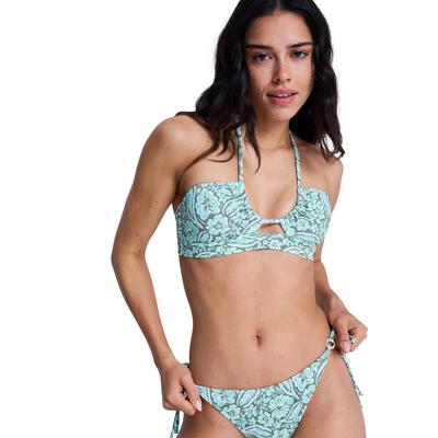 Bandeau-Bikini-Top ROXY "Wildside Paisley Bandeau", Damen, Gr. L, grün (oil grün wildside paisley), Obermaterial: 85% Polyester, 15% Elasthan., Bikini-Oberteile