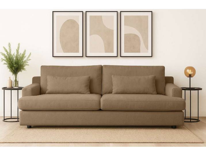 Big-Sofa, Chenille-Struktur, Braun, 237×109 cm, Tiefe Sitzfläche, Lounge-Komfort, Klassisch, Home-affaire