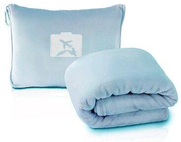 Shop Station Travel Blanket & Airplane Blanket Foldable Soft Flannel Portable Throw With Storage Pouch light Blue