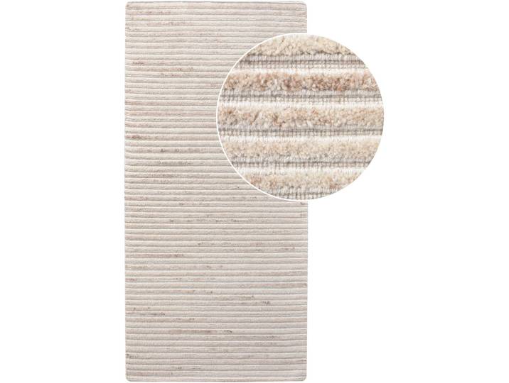 Teppich Yasaro ivory Gefleckt/Meliert Wolle 80 x 180 cm