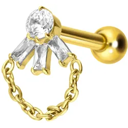Titan Ohrpiercing mit Innengewinde LOTUSBLÜTE + KETTE