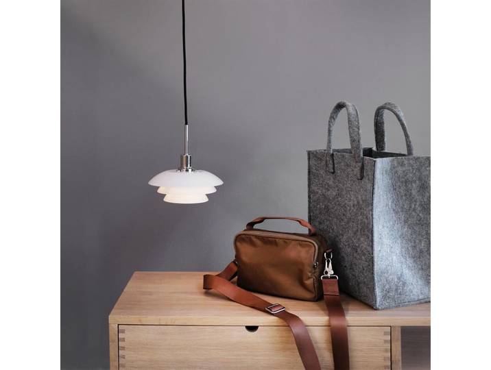 Pendelleuchte LED, Hängelampe, Deckenlampe Pendel, Pendellampe Esstisch, Pendelleuchte für Wohnzimmer, Skandinavische Design, DL20 Kleine Opal/chrom