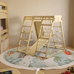 JUSKYS® Maxi Klettergerüst für Kinder - Indoor Spielplatz mit Rutsche, Kletterwand & Schaukel - Natur