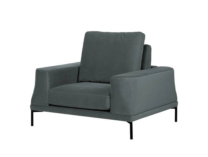 Fauteuil XXL Gris/Gris Velours Vaia 125 x 95 x 110cm