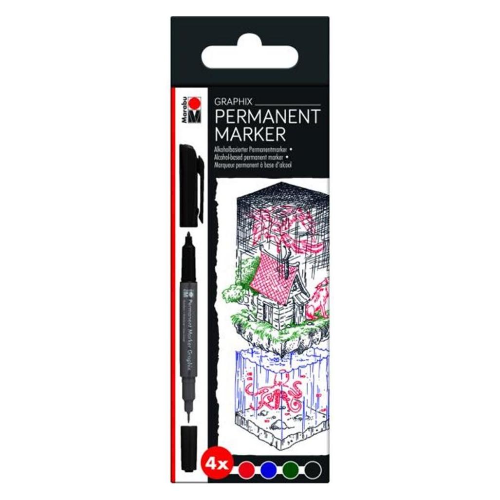 Marabu Permanent-Marker Graphix-Set, 4 Stifte (4x) (0147000000101)