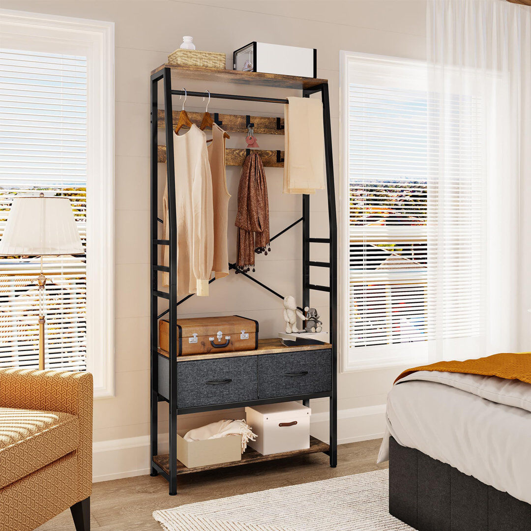 Rio Alexeis 80 cm W Hall Tree with Storage Bench Brown/Black 181cm H X 80cm W X 32cm D