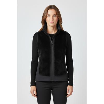 Fleeceweste LPO "Dominique", Damen, Gr. 40 (M), schwarz, Fleece, 100% Polyester, regular fit hüftbedeckend, Westen Fleeceweste, Fellimitat