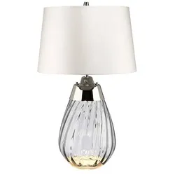Elstead Kleine rauchfarbene Tischlampe Lena mit 2 Leuchten und cremefarbenem Schirm LENA-TL-S-SMOKE-OWSS