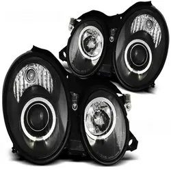 Scheinwerfer Angel Eyes passend für Mercedes CLK W208 Bj. 97-02 Schwarz