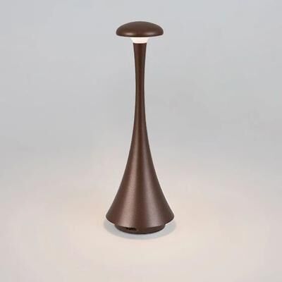 Inspired Living Rechargeable Mushroom Table Lamp USB C Touch Cordless LED Bedside Light matte Brown