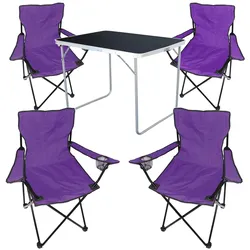 Mojawo 5-tlg Camping Set Gartenmöbel Campingtisch  4 Campingstuhl Klappstuhl