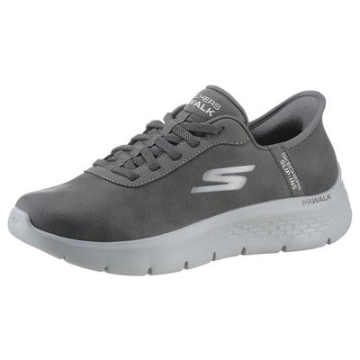 Slip-On Sneaker SKECHERS "GO WALK FLEX", Damen, Gr. 35, Textil, grau, Lederimitat, Schuhe, Slipper, Freizeitschuh, Halbschuh mit Air-Cooled Memory Foam