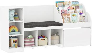 Costway Kids Bookcase with Reading Nook 4-in-1 Standing Toy Organizer-White