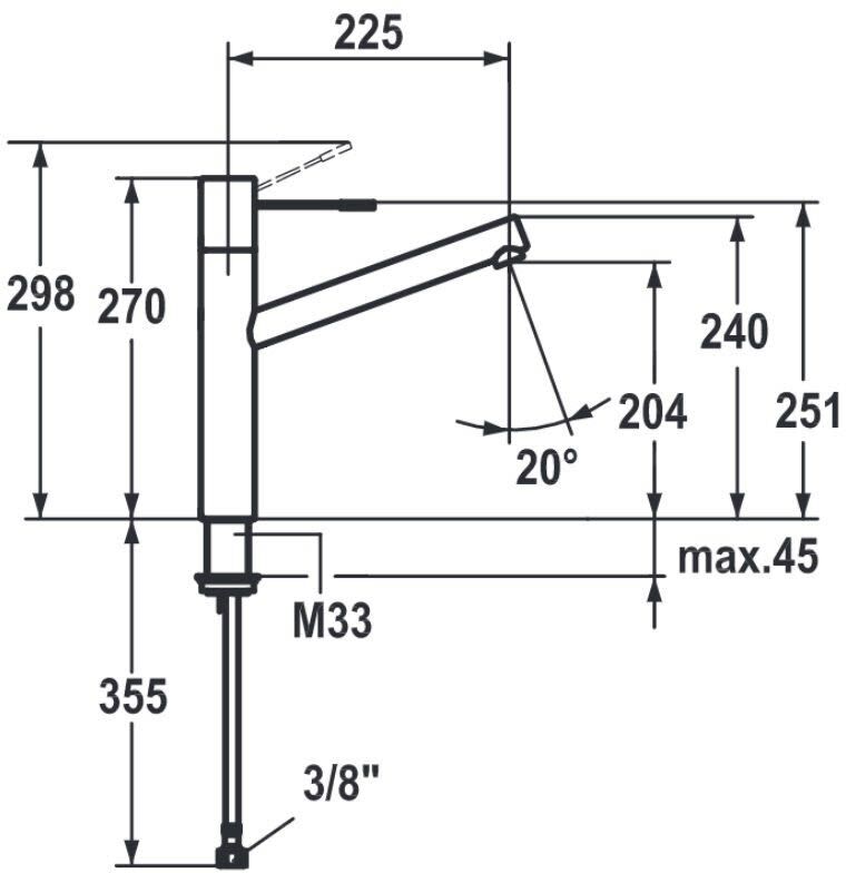 KWC ONO Einhand-Spültischbatterie für Vorfenstermontage, Küchenarmaturen, 10151023000FLVMS, chrom