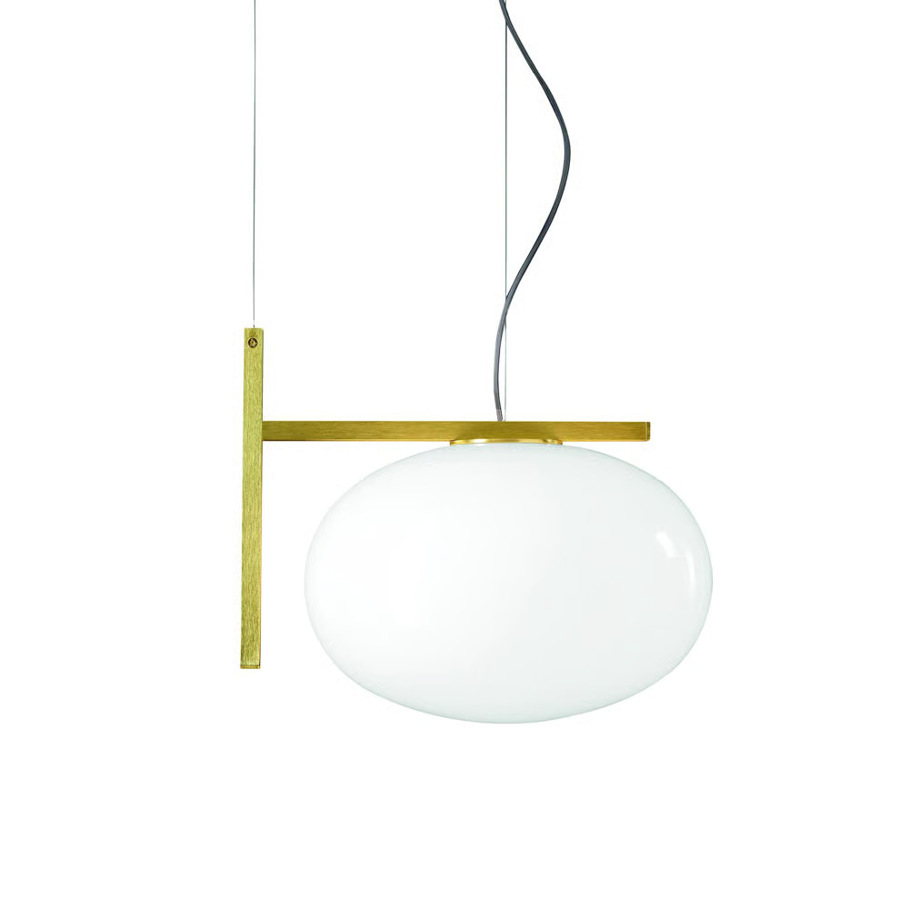 Oluce Alba 466 hanglamp met opaal koepel en messing afwerking