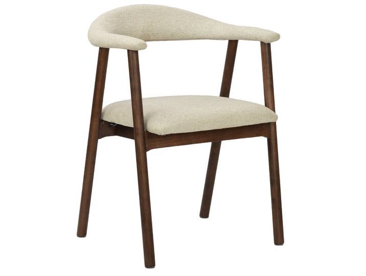Holzstuhl für das Esszimmer Depenne mit Bouclé-Stoff in