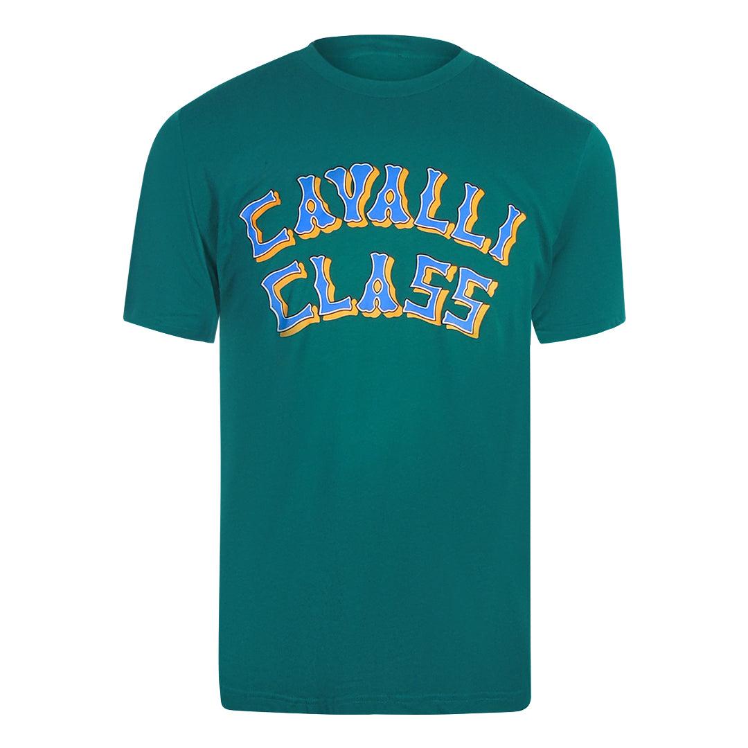 Cavalli Class Gelaagd Logo Groen T-shirt