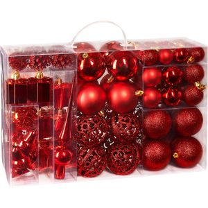 BRUBAKER Weihnachtskugeln 8000.02, rot, Kunststoff, Set mit 101 Teilen