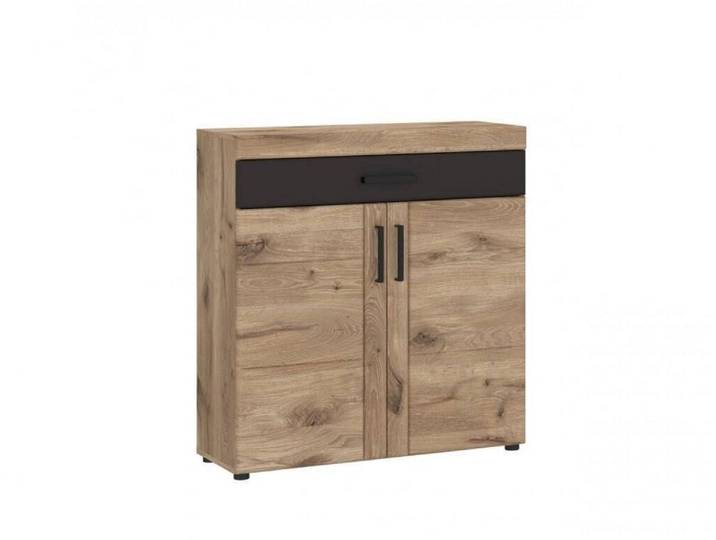 Commode Grano 93x100x38 cm commode pour salon chêne/noire