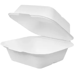 MONOUSO - Burger-Box Zuckerrohr Weiß 150x150x80mm (600 Stück)