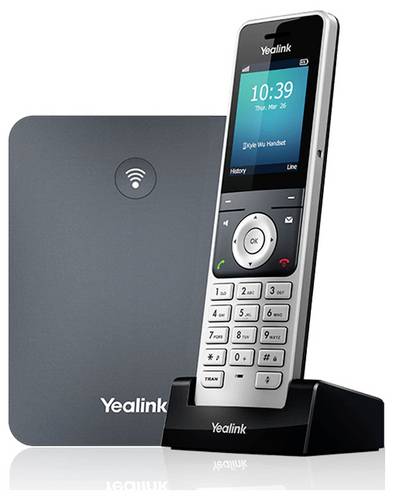 Yealink W76P DECT System (W70 Basis + W5) Schnurloses Telefon VoIP Freisprechen, für Hörgeräte kompatibel Farbdisplay Grau