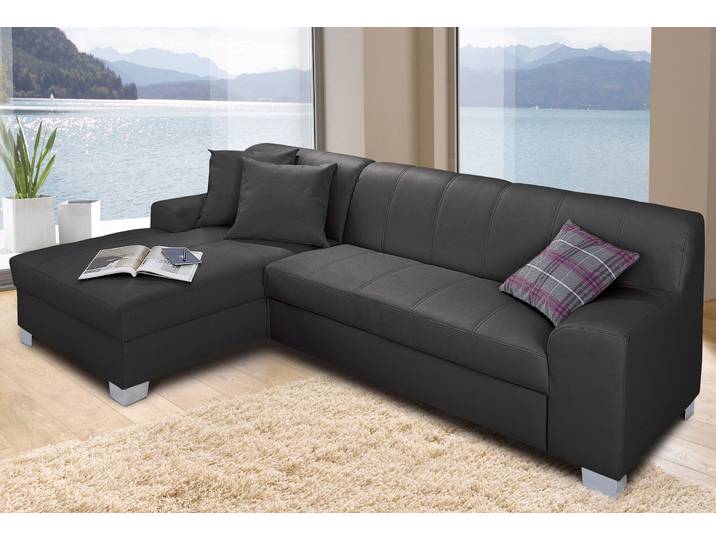 Ecksofa HOME AFFAIRE Anzio, elegant und gemütlich, Breite 239cm, L-Form , schwarz, B:239cm H:75cm T:82cm, Sofas, Ecksofa, wahlweise mit Bettfunktion