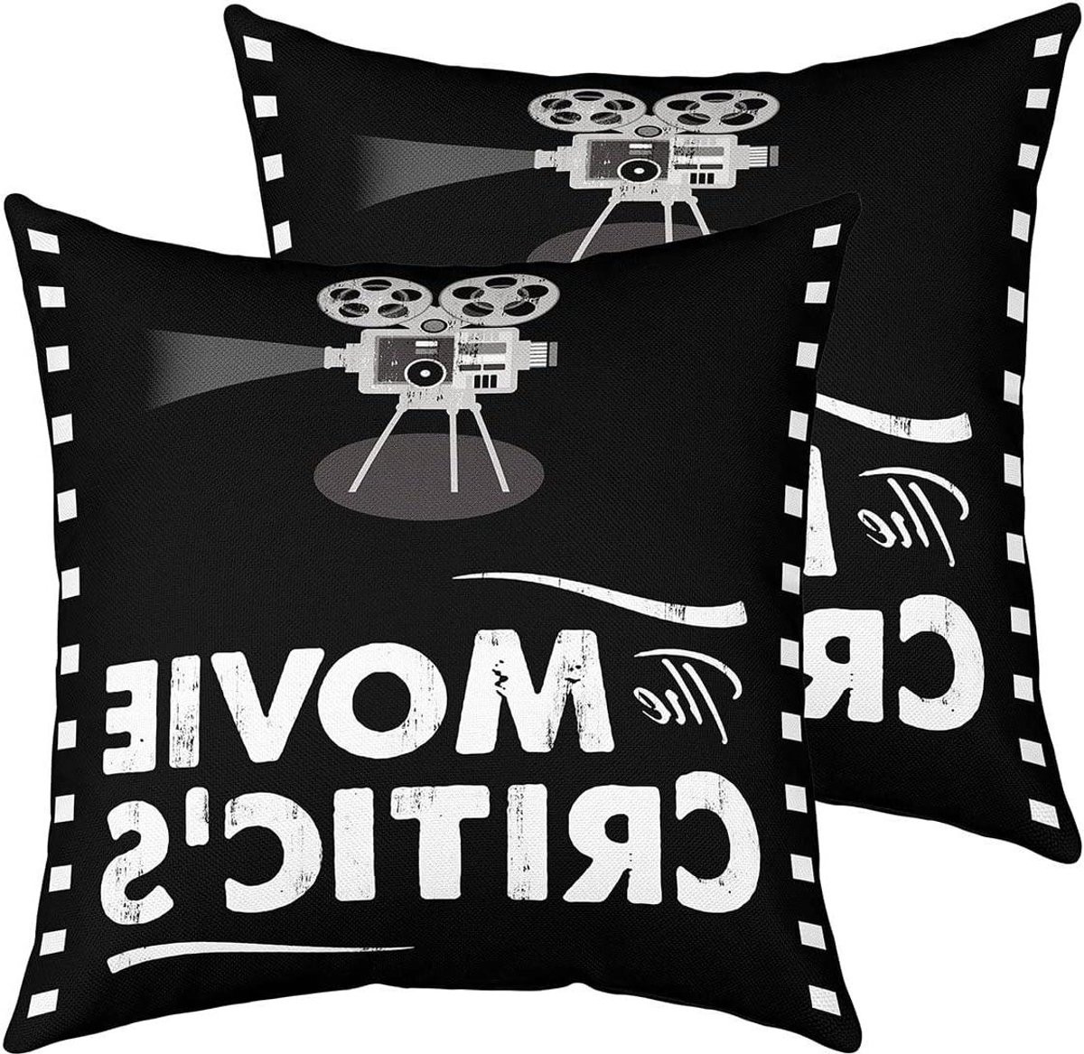 Set van 2 omkeerbare kussenslopen met Cinema film design, 40 x 40 cm