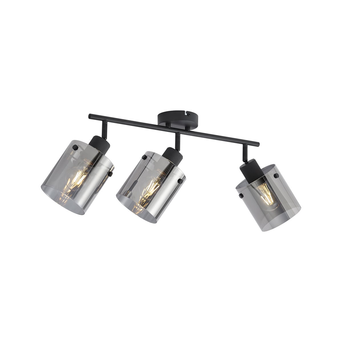 Qazqa Design plafondspot zwart met grijs glas, 3-lichts, dimbaar