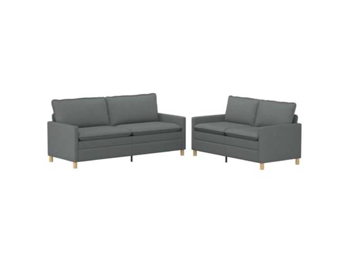 Modernes 2-teiliges Sofa, dunkelgrau, mit Metallbasis und gepolsterter Robuster Stoff, flache Armlehnen, Bezüge mit Reißverschluss, minimalistisches Design, vielseitig einsetzbar