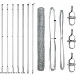 vidaXL Zaunpfosten Silber 10 x 1 m (36 mm Maschen) Stahl